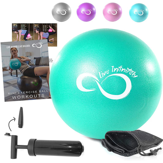 9” Pilates Ball Workout Equipment with Mesh Bag & Hand Pump, Purple